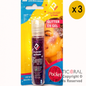 GLITTER EN GEL PELO ROSTRO CUERPO VIOLETA 854-06 X 20 GR x 3